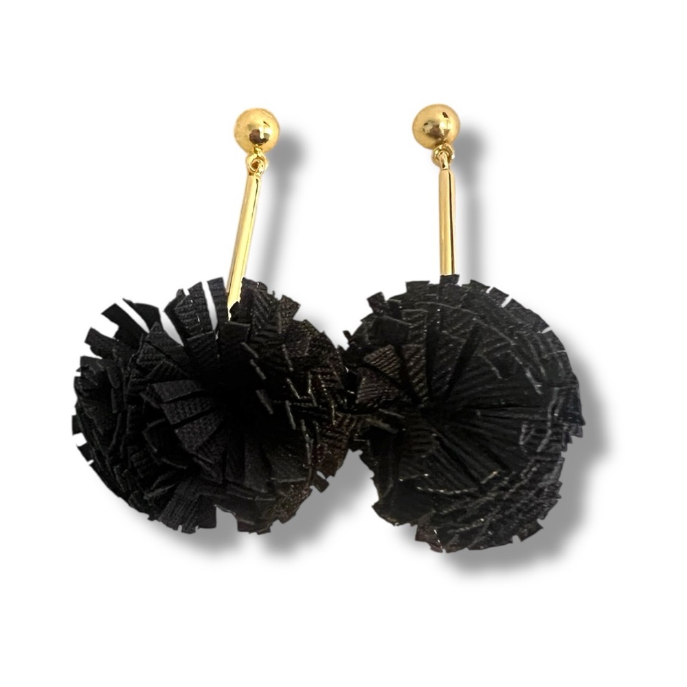 J. Crew Black and Gold Pom Pom Earrings